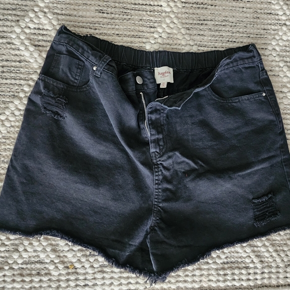 Hayden, black distressed shorts, 1x - Picture 7 of 12